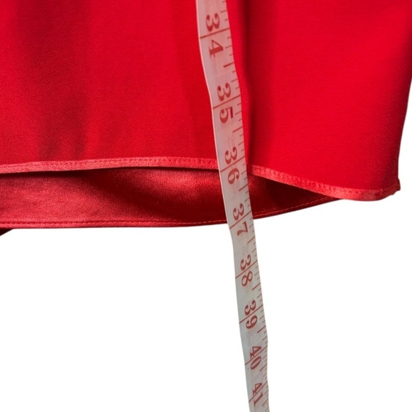 RACHEL ROY Red Dress Exposed Zipper Asymetrical Hem Gathered and Rusched Front L - Picture 6 of 8